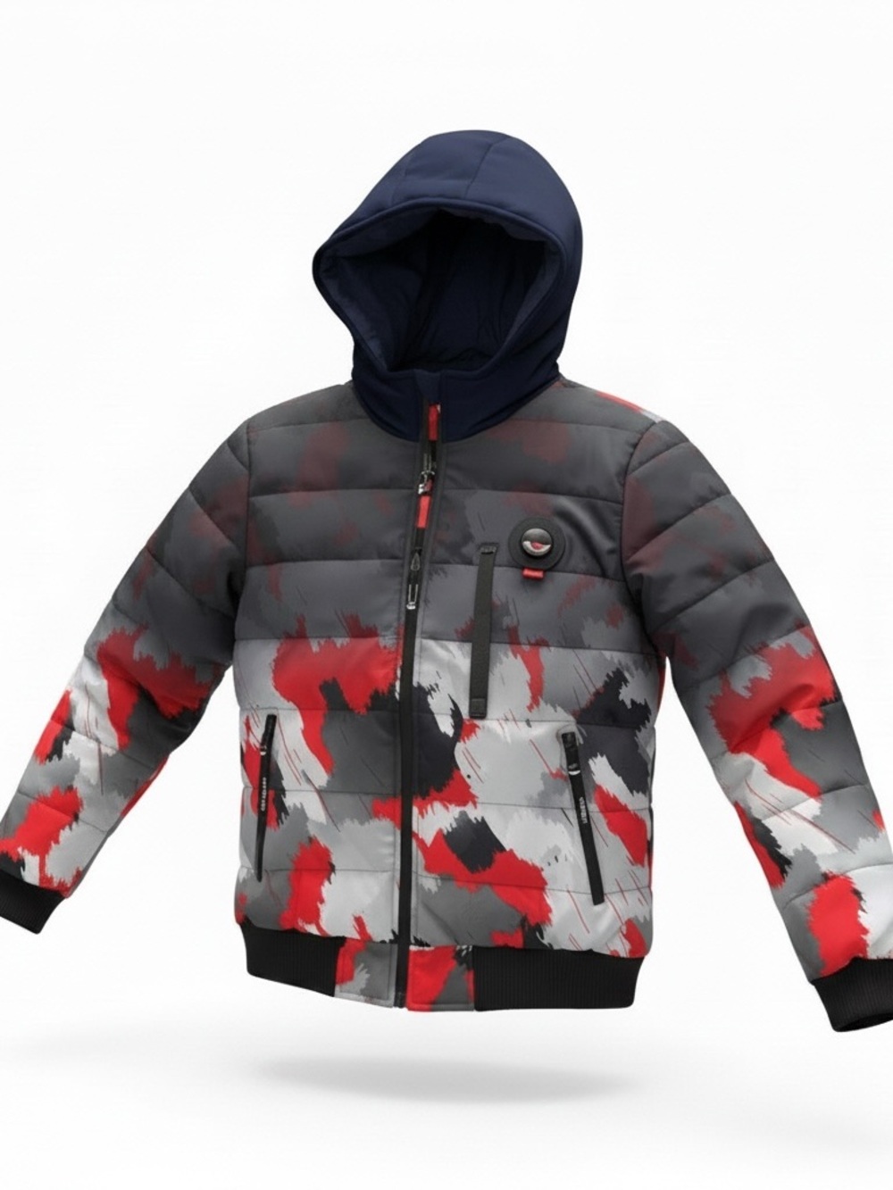 GMSPOR Red and Black Winter Jacket Youth Small with Zip out Hood and Zip Pockets